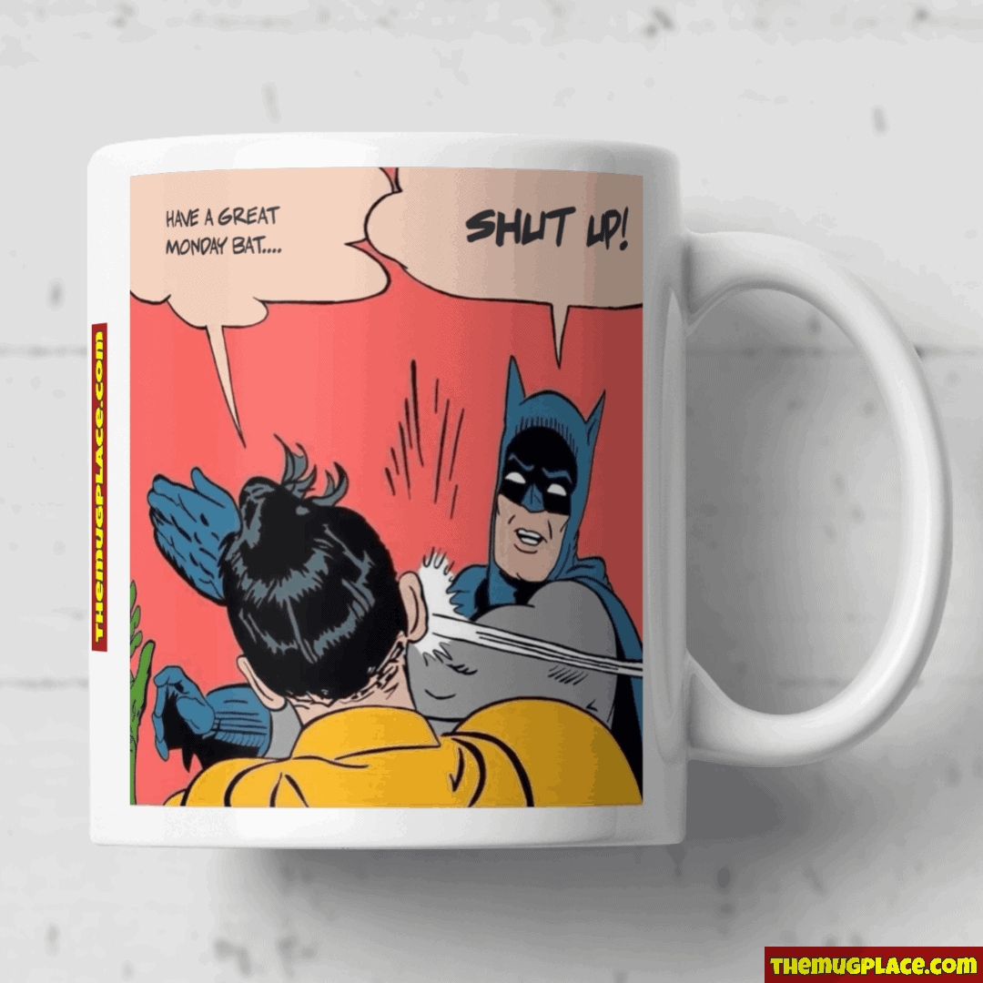 Batman slapping Robin mug
