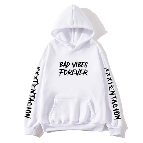 XXX Tentacion Bad Vibes Forever Hoodie White - Xxxtentacion Store