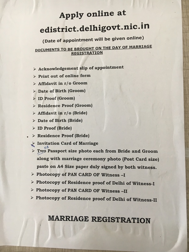 Document Required For Marriage Registration Yourdoorstep