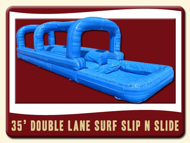 Double Lane Surf 35' Slip N Slide Rental - Pool, Blue Marble