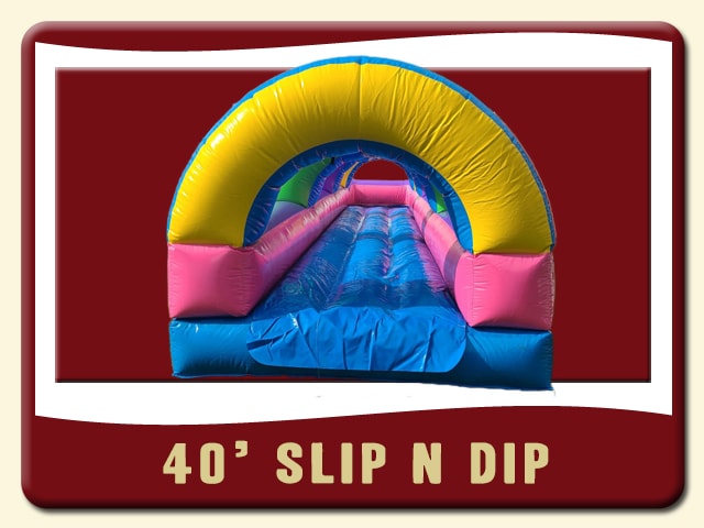 40ft Single Lane Slip N Dip pool Inflatable rent - Easter color of baby blue, baby pink & yellow