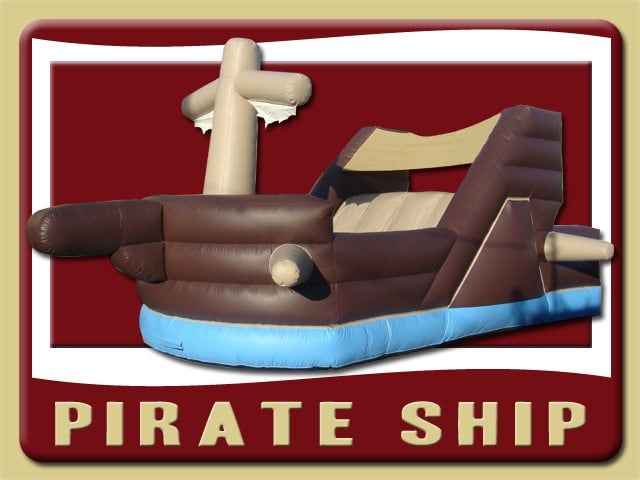 Pirate Ship Inflatable Slide Rental Daytona Beach brown blue tan