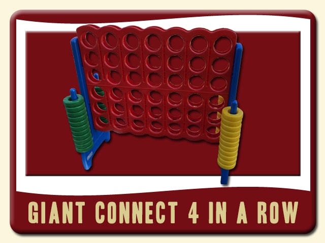 giant connect 4 in a row games rental - hard plastic - blue, red, yellow, green