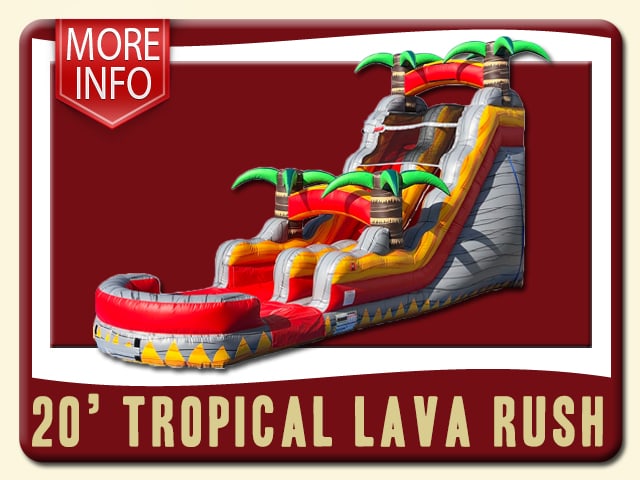 Tropical Lava Rush 20' Water Slide More Info - Gray and Fire Red w/ Pool