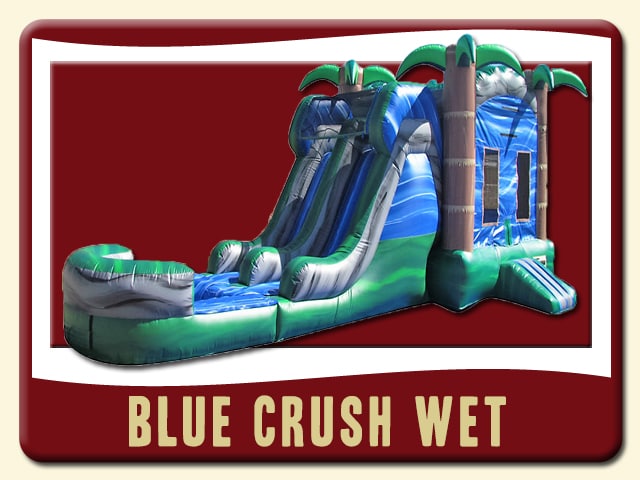 Blue Crush Water Combo with Slide & Jump Rental - Tropical Palm Trees