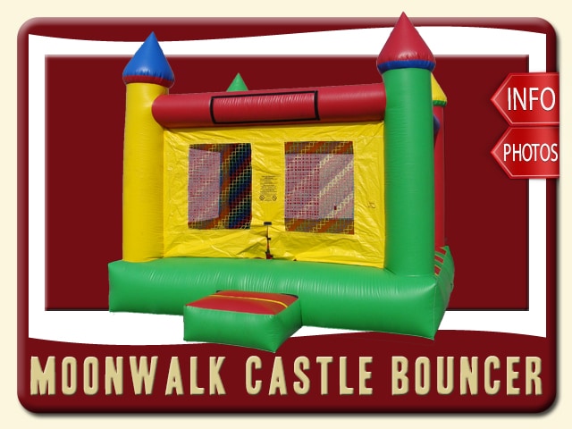 moonwalk castle inflatable rental price green yellow red blue