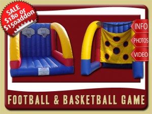 football basketball inflatable bounce house game rental orange city sale blue red yellow