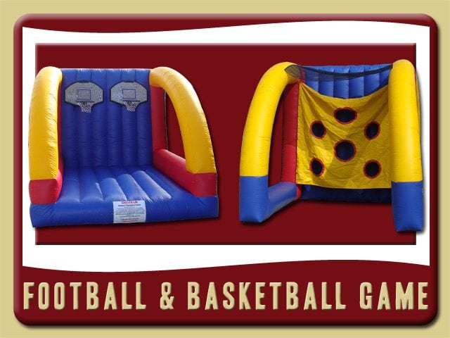 Football & Basketball Football Basketball Inflatable Bounce House Game Party Rental Orange City blue yellow and red