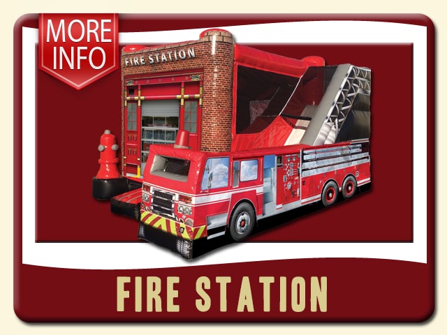 Fire Station & Fire Truck Slide & Bounce House Combo More Info - Red