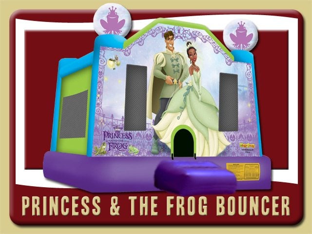 Princess and the Frog Bounce House Rental Ormond Beach Tiana Prince Naveen purple blue green
