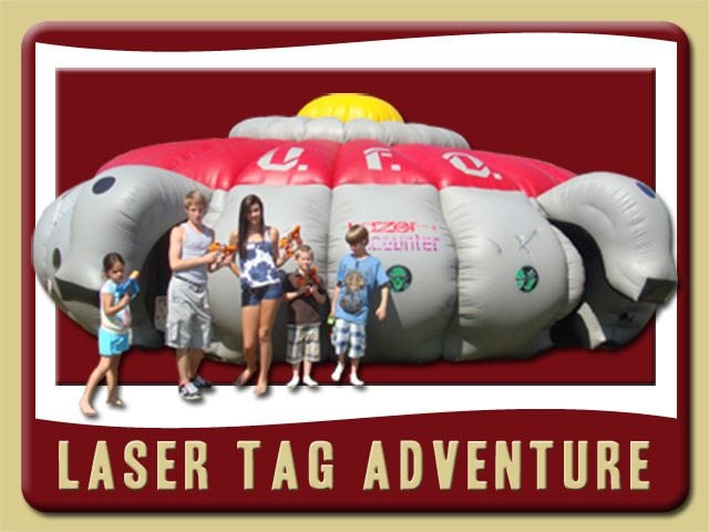 Inflatable Laser Tag Adventure Party Rental, Game, Gray, Red, Yellow