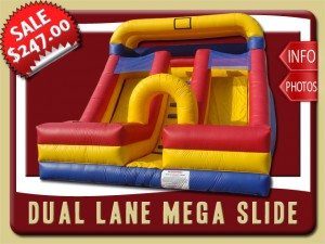 mega slide inflatable dual lane rental palm coast sale blue red yellow