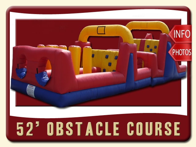 52' Obstacle Course Rental, Inflatable, Blue, Red, Yellow