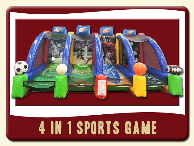 4 in 1 Sports Game inflatable rental - baseball, football, soccer, basketball