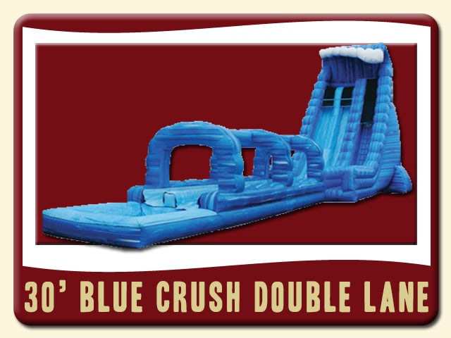 Blue Crush 30' Double Lane Water Slide, Pool & Slip Rental - Marble Blue w/ Giant Wave
