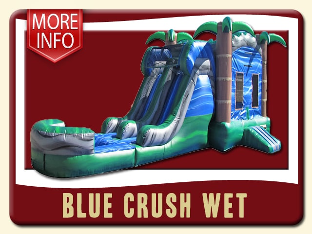 Blue Crush Water Combo with Slide & Jump More Info - Tropical Palm Trees