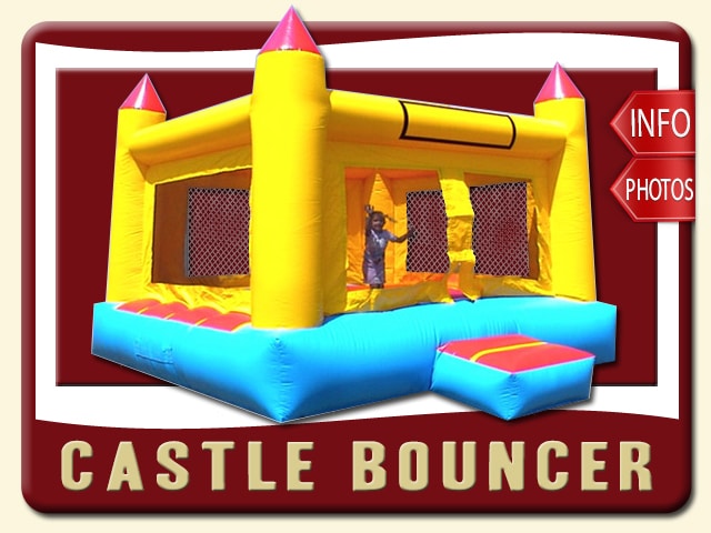 Castle Bounce House Rental, Yellow, Red, Blue
