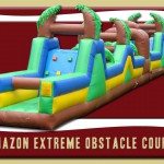 amazon obstacle course tropical inflatable rental deland brown green yellow