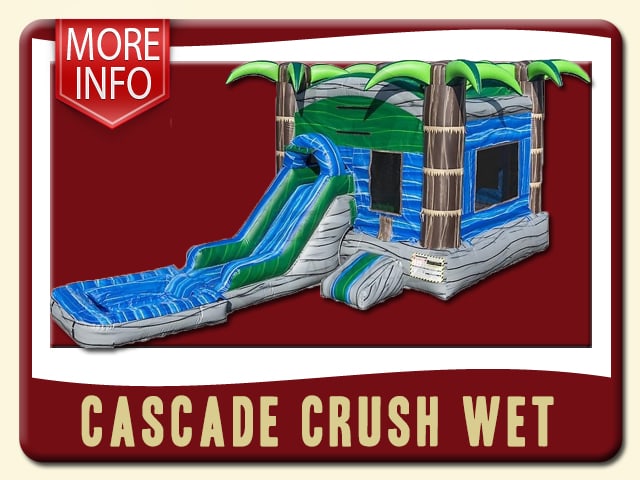 Cascade Crush Tropical Wet Slide & Bounce House More Info - Blue, Gray & Palm Trees