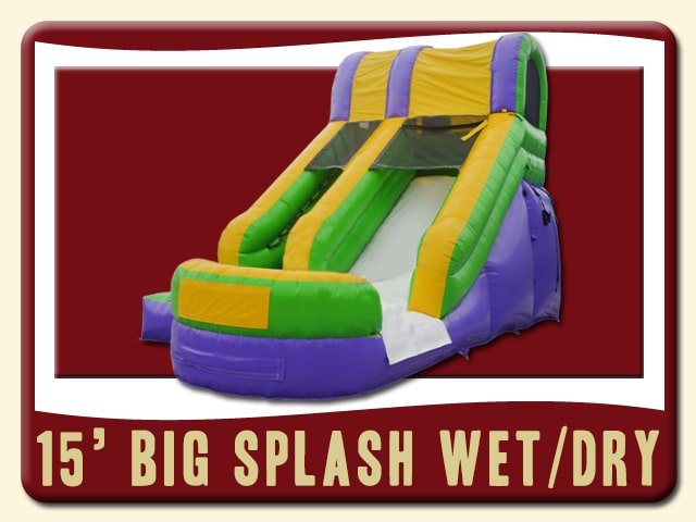 Big Splash Wet Dry Slide Rental - Pool 15ft Green, Purple, Yellow