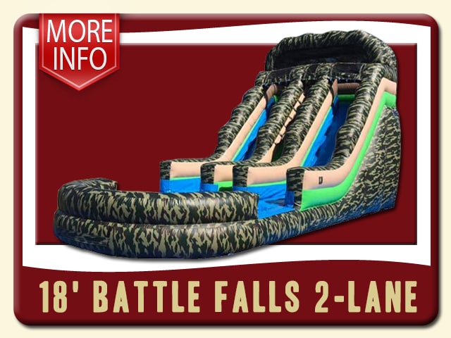 18' Battle Falls 2-Lane Water SlideCamo print army theme - More Info