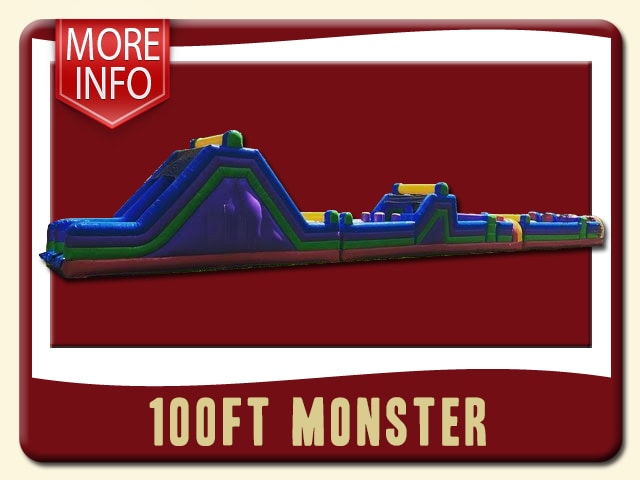 100' Obstacle Course Rent is a monster with the combination of the 70' Mega 2 Obstacle Course and the 30' Rainbow Obstacle Course to make a 100-foot WOW factor