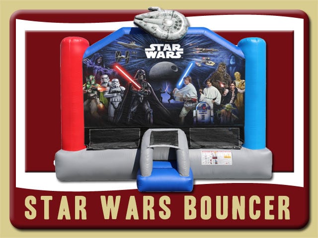 Star Wars Bouncy House Rental Luke Skywalker, Princess Leia, Chewbacca, Yoda, Darth Vader, Han Solo, Boba Fett, C3po, R2d2, Jedi, Lightsabers