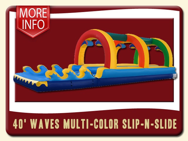 40' Multi-Color Slip-N-Slide 2-Lane & pool - red, green, yellow, light & dark blue More Info