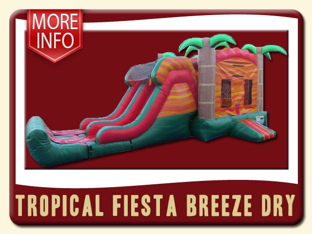 Tropical Fiesta Breeze Combo Dry Slide & bounce house More Info - Fire Red & Green