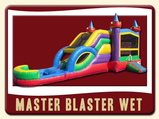 Master Blaster Bounce Slide Wet Combo Rental - Red, Blue, Orange & Gray