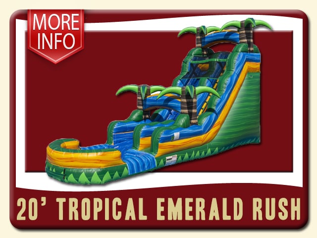 Tropical Emerald Rush 20' Tall Water Slide More Info - Green, Blue & Tropical Pool