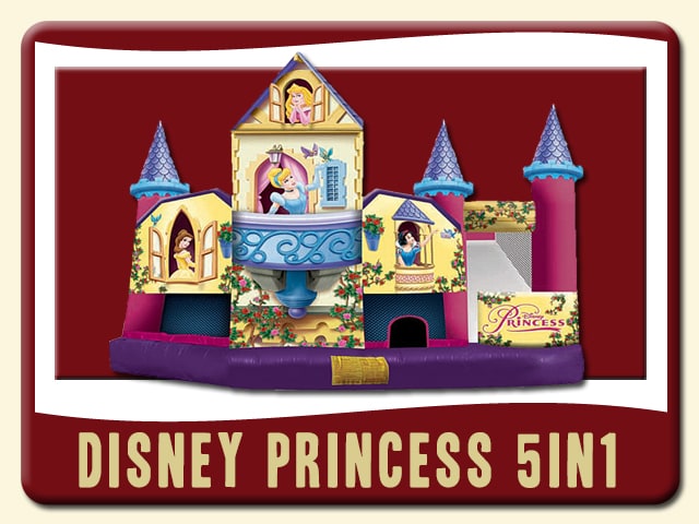 Disney Princess 5in1 Bounce Slide Combo Rental - Belle, Tiana Snow White, Cinderella & Sleeping Beauty