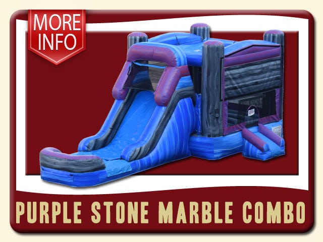 Stone marble blue & purple inflatable water slide & bounce house combo - More Info