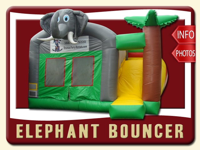 Elephant Bounce House Slide inflatable Combo, Palm Tree