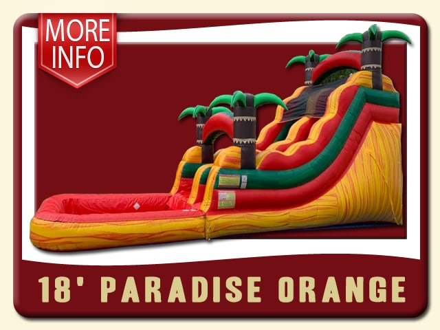 18' Paradise Orange Water Slide Inflatable Palm Trees Pool Rent