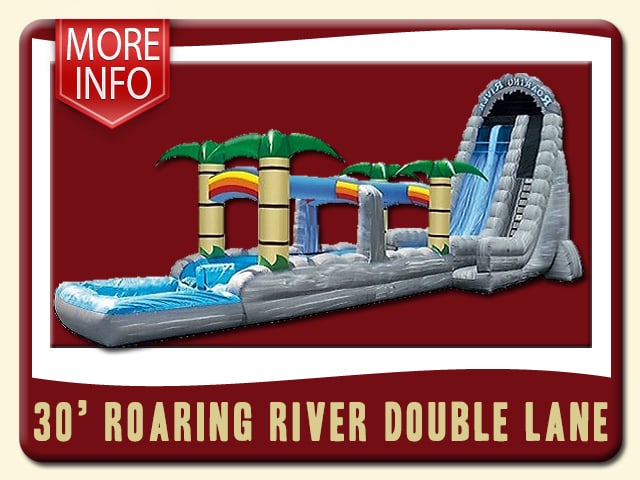 Roaring River Double Lane Water Slide & Slip More Info - Pool, 30', Tropical, Gray, Rainbow
