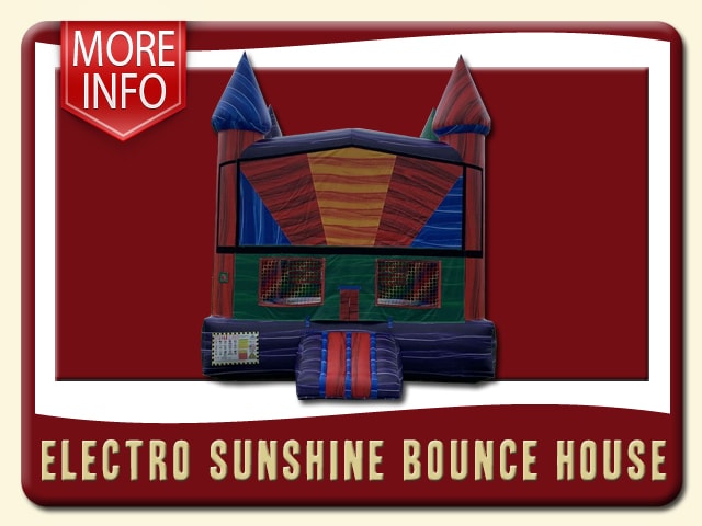 Electro Sunshine Bounce House Rent Red, Purple, Yellow, Orange, Blue and Green