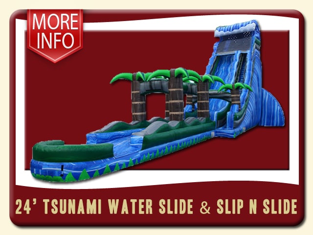 Tsunami 24' Water Slide & Slip More Info - Giant, Pool, Palm Tree, Tropical blue & green