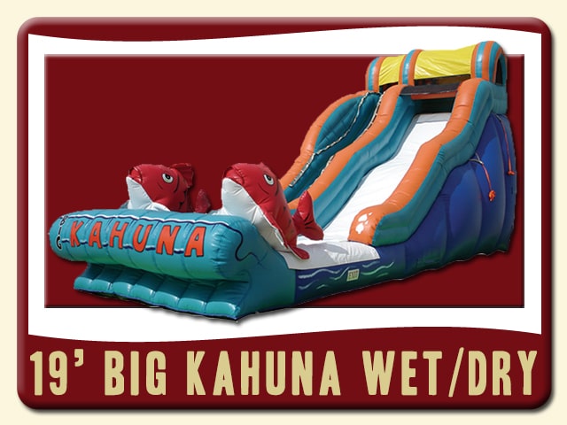 Big Kahuna Wet Dry Slide Rental - Fish, Pool, Peach, Blue