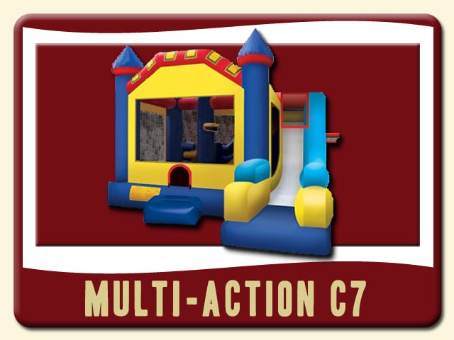 Multi Action C7 Combo Jump & Slide Rental - Blue, Yellow & Green