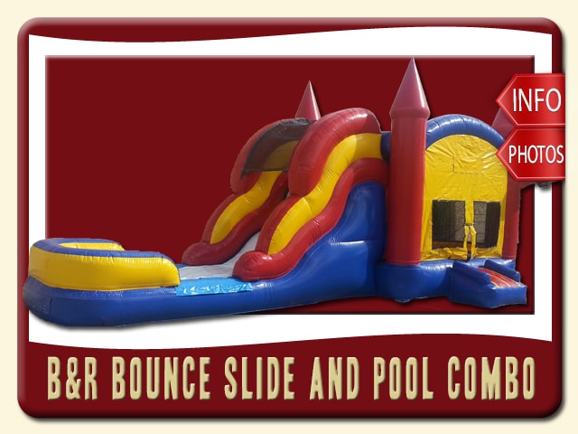 Bounce House Water Slide Pool Inflatable Combo, Blue, Red, Yellow