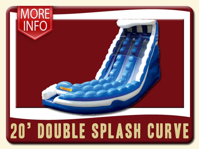 Double Splash Curve Water Slide w/ pools More Info - Wave, Blue & white