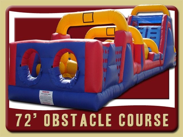 72' Obstacle Course Inflatable Rental Deltona Blue Red Yellow
