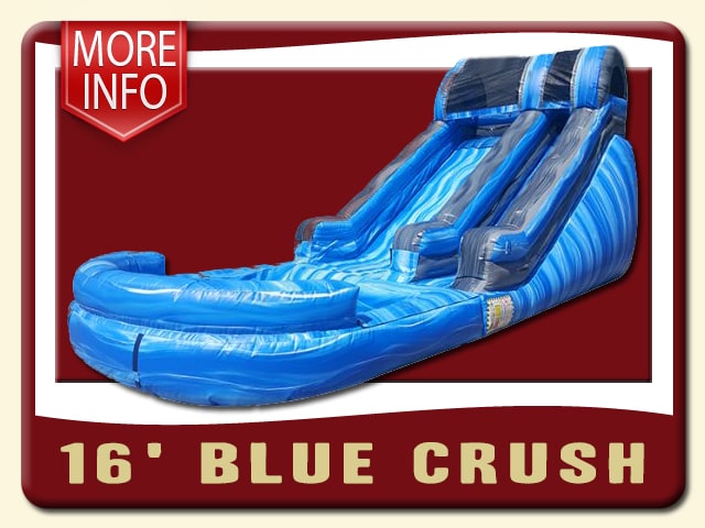 16-foot tall water slide light blue and dark blue with pool - More Info