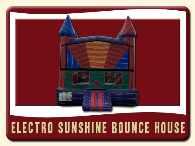 Electro Sunshine Bounce House Rental Red, Purple, Yellow, Orange, Blue and Green