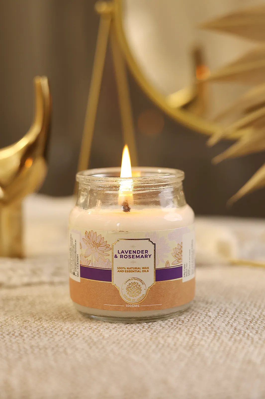 Lavender and Rosemary Natural Scented Candle, Rosemary natural scented candles, Lavender natural scented candles, best luxury fresh candle, candles online, HOA
