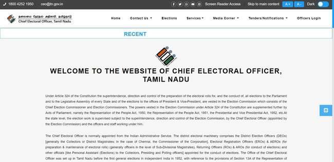 Tamil Nadu Voter List  Website