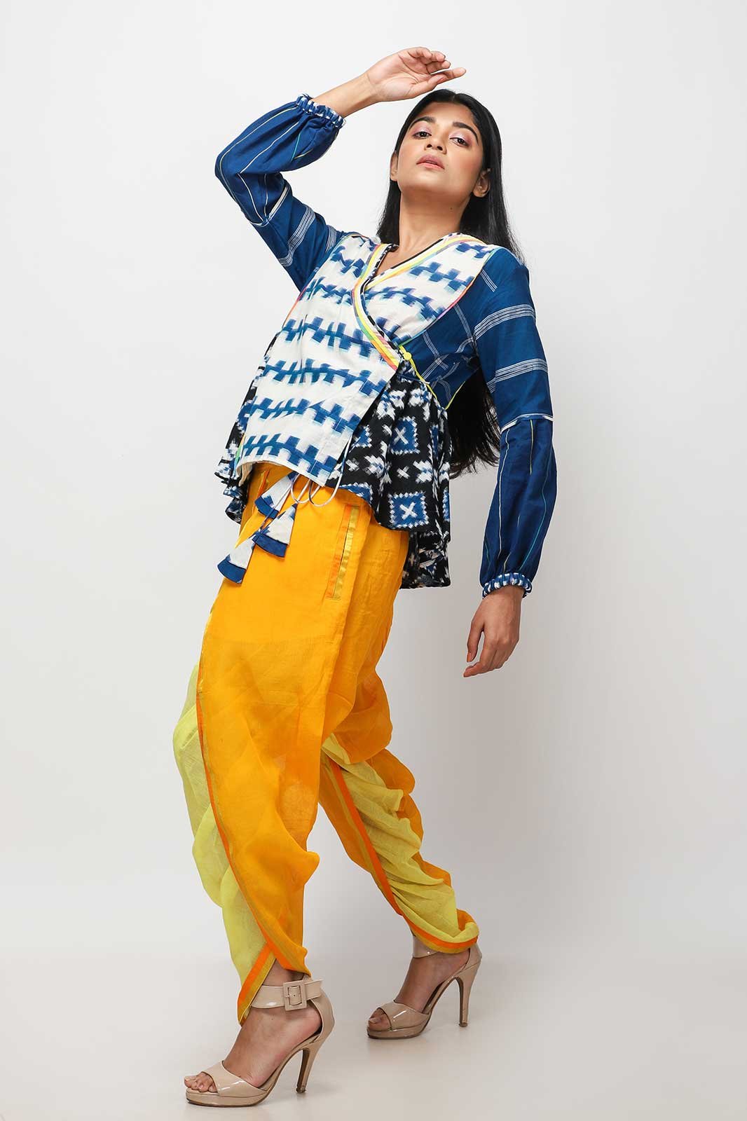 Denim knotted pants, High Waist Pants Online for Girls - Shop online women  fashion, indo-western, ethnic wear, sari, suits, kurtis, watches, gifts.