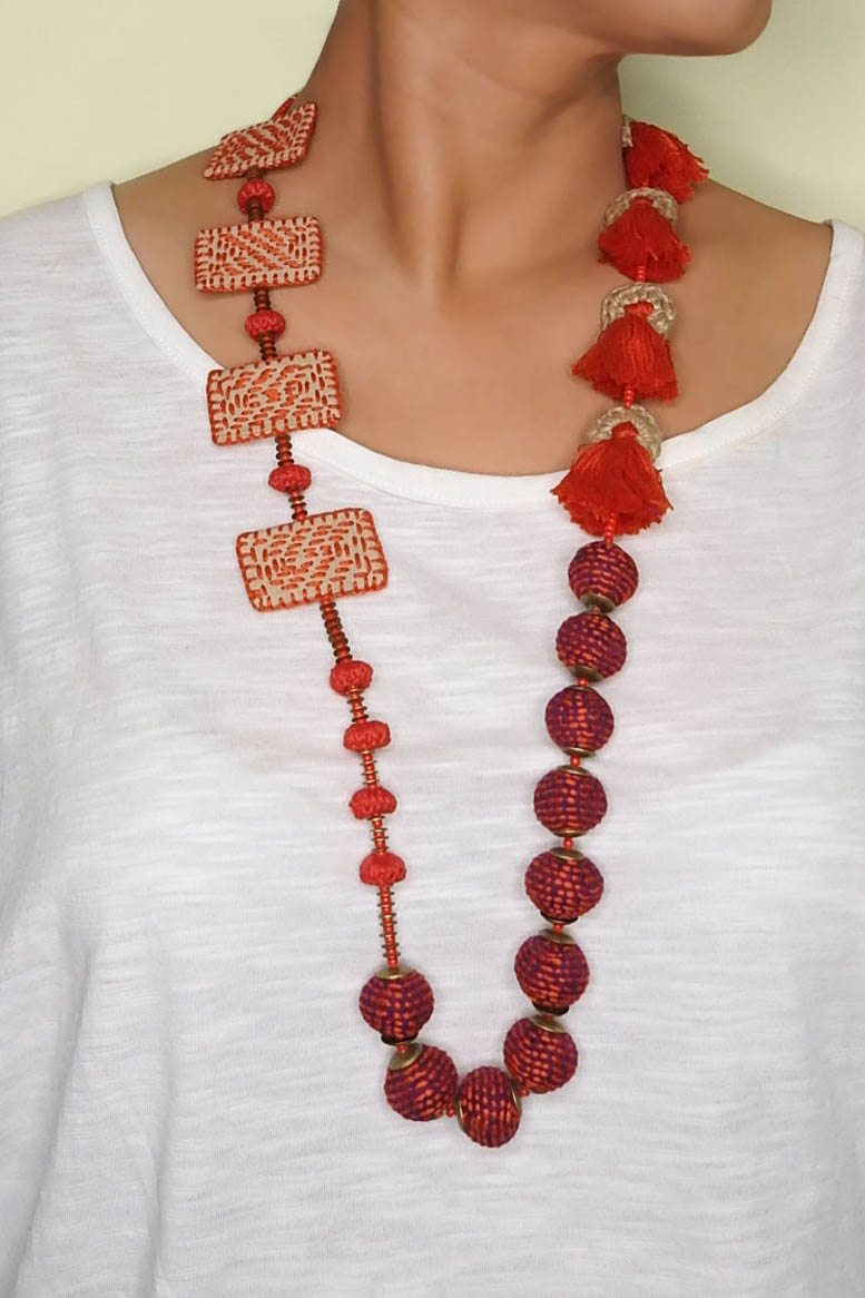 PREM MALA RED, Sepia stories, Handmade products online, 100% Natural fashion accessories online, Best organic online store, Organic products India, Organic brands online, Natural handmade products , Fashion accessories online, Online store, Praful Makhwana, Mister and Mister, Socially conscious brand, Indian handmade products, Indian designer brand, Indian accessories, necklace online, shop handmade necklace for women, handmade necklace, shop necklace online, creative necklace, designer necklace, Indian handmade necklace, necklace for women, designer necklace, organic necklace brand, everyday necklace