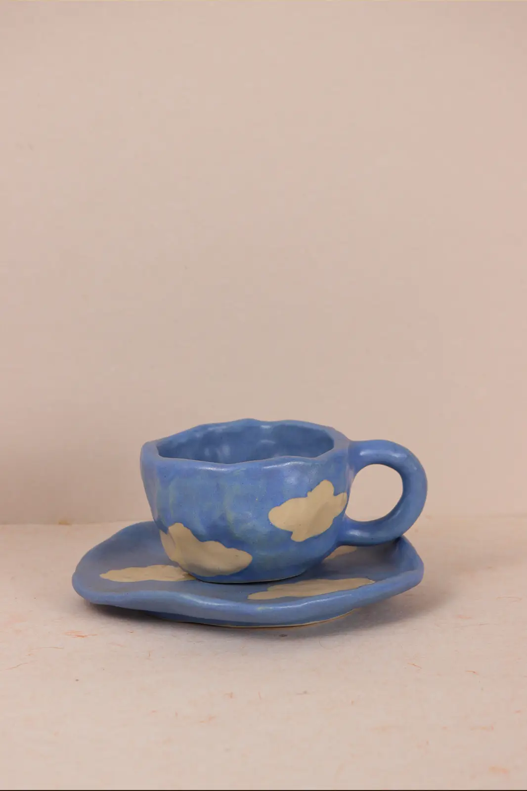 Blue ceramic cloud mug with saucer, coffee mug with saucer, coffee cup set with saucer, ceramic cup set, sustainable coffee mugs, handmade coffee mugs, coffee mugs, Toh, Sepia stories
